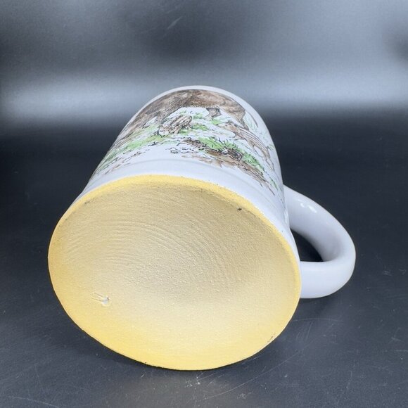 Vintage West Germany Stoneware Pottery Large Coffee Mug Cup Wild Board Scene VTG - Picture 6 of 15